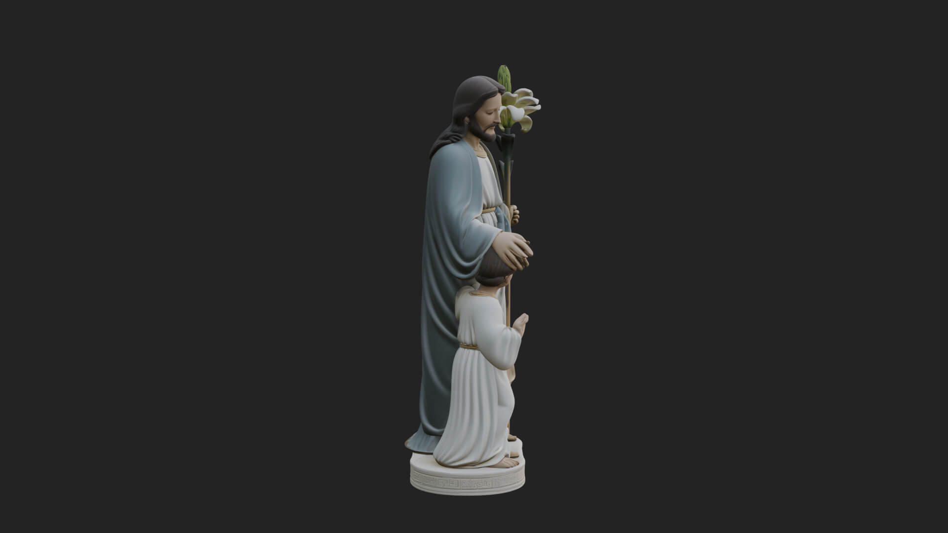 Saint Joseph with Child Statue Design 2 3D Print Model 3D Model