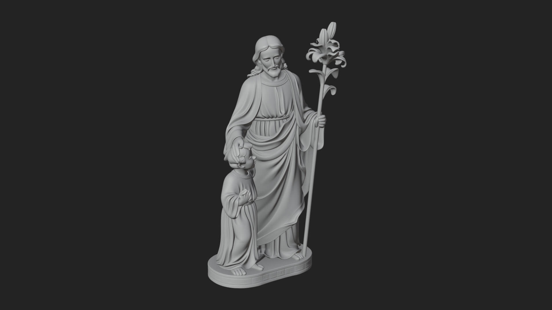 Saint Joseph with Child Statue Design 2 3D Print Model 3D Model