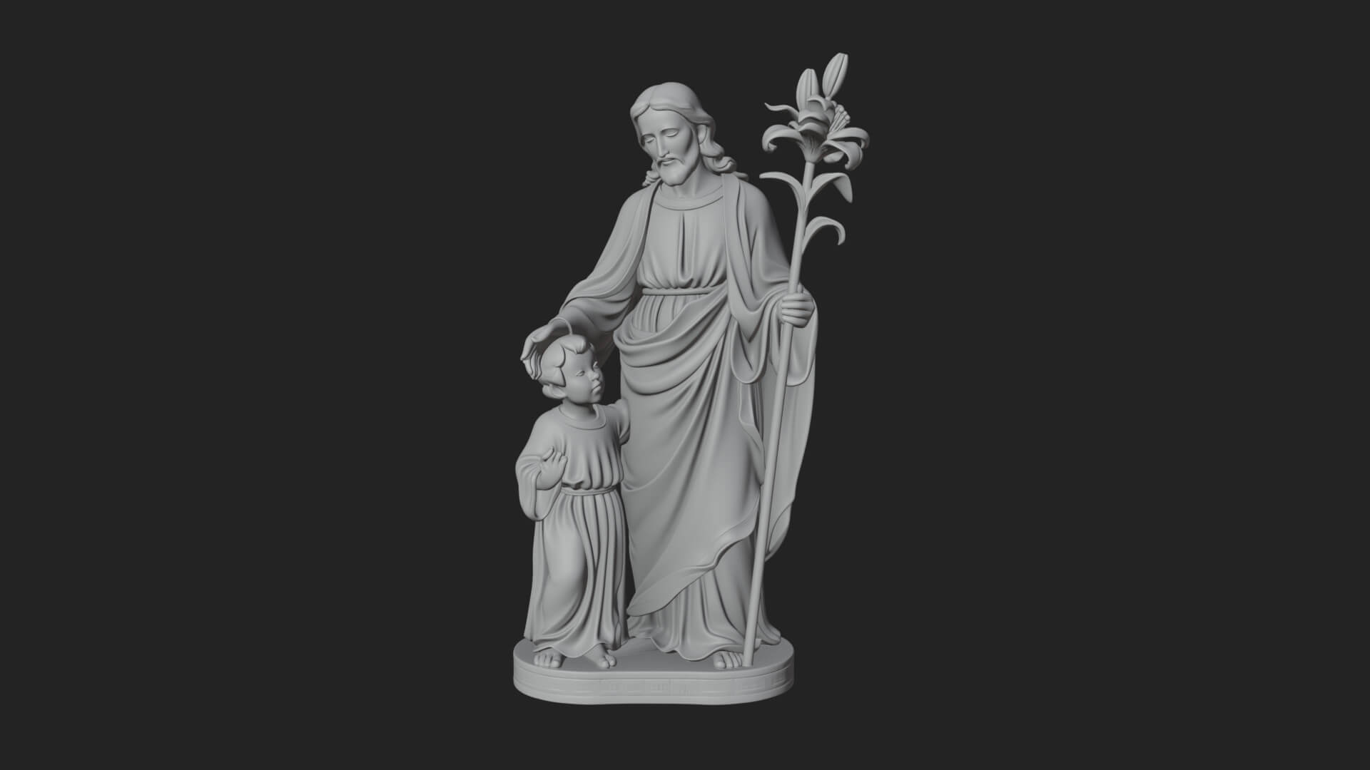 Saint Joseph with Child Statue Design 2 3D Print Model 3D Model