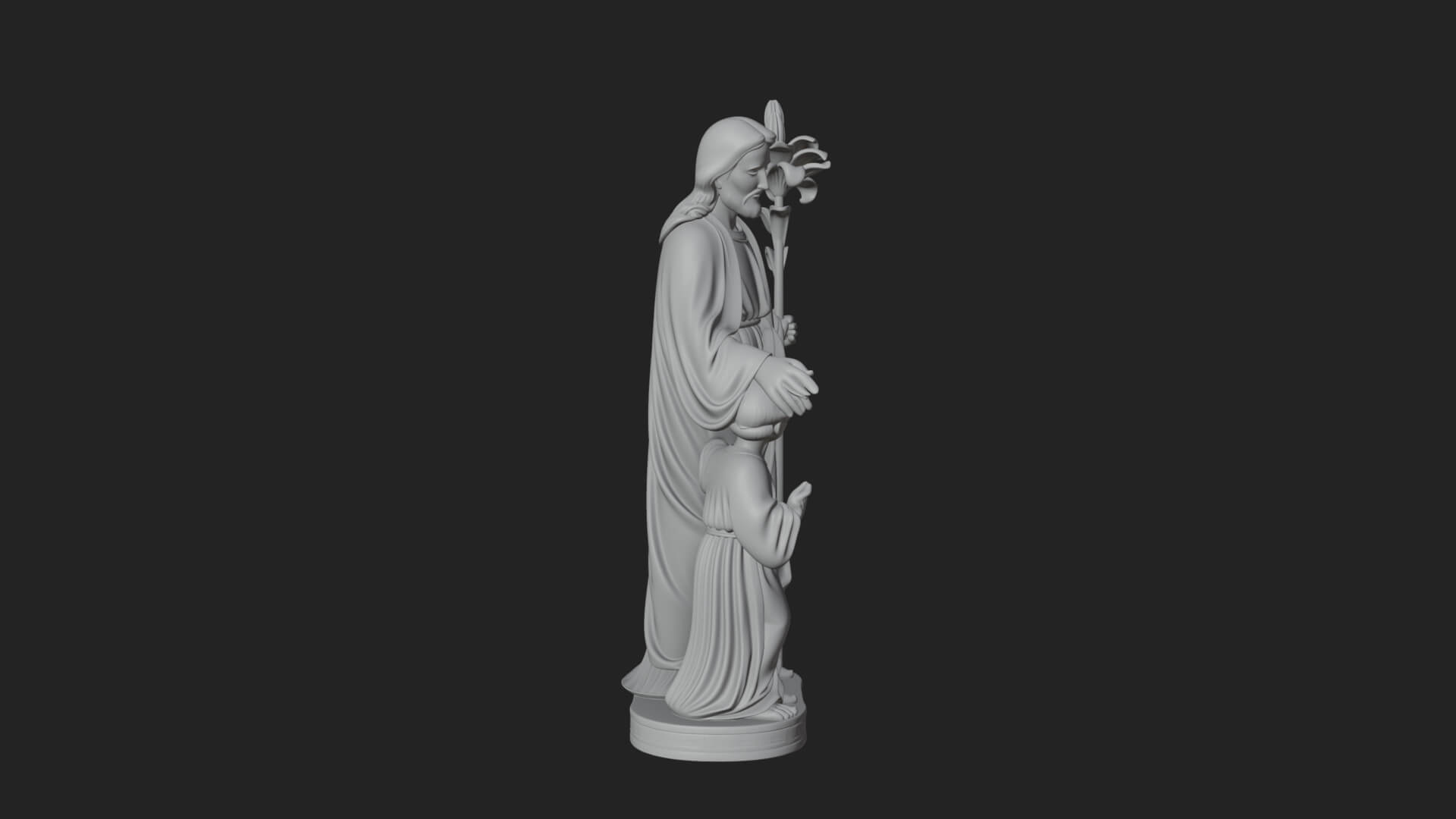 Saint Joseph with Child Statue Design 2 3D Print Model 3D Model