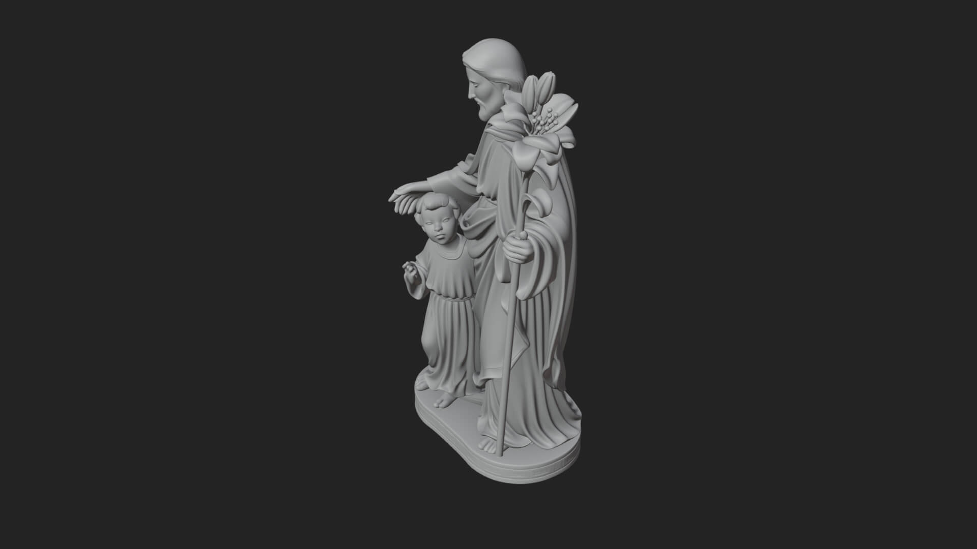 Saint Joseph with Child Statue Design 2 3D Print Model 3D Model