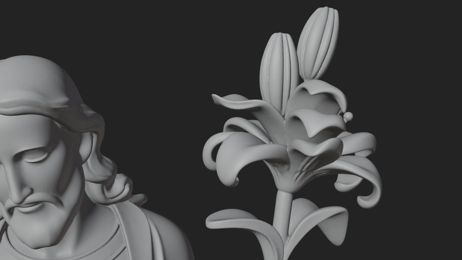 Saint Joseph with Child Statue Design 2 3D Print Model 3D Model