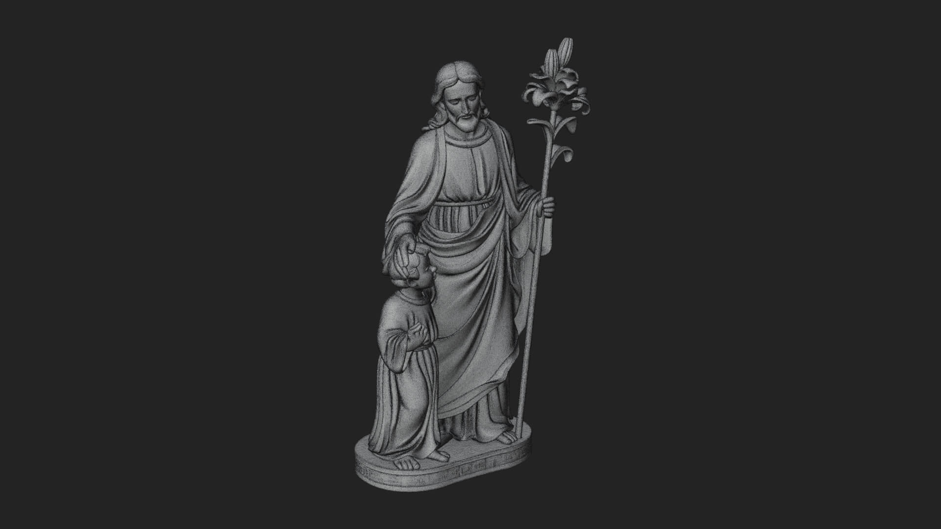 Saint Joseph with Child Statue Design 2 3D Print Model 3D Model