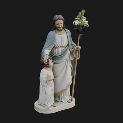 Saint Joseph with Child Statue Design 2 3D Print Model