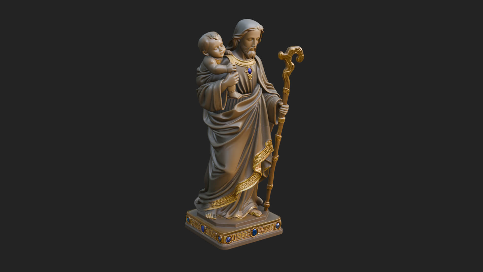 Saint Joseph with Child Statue Design 3 3D Print Model 3D Model
