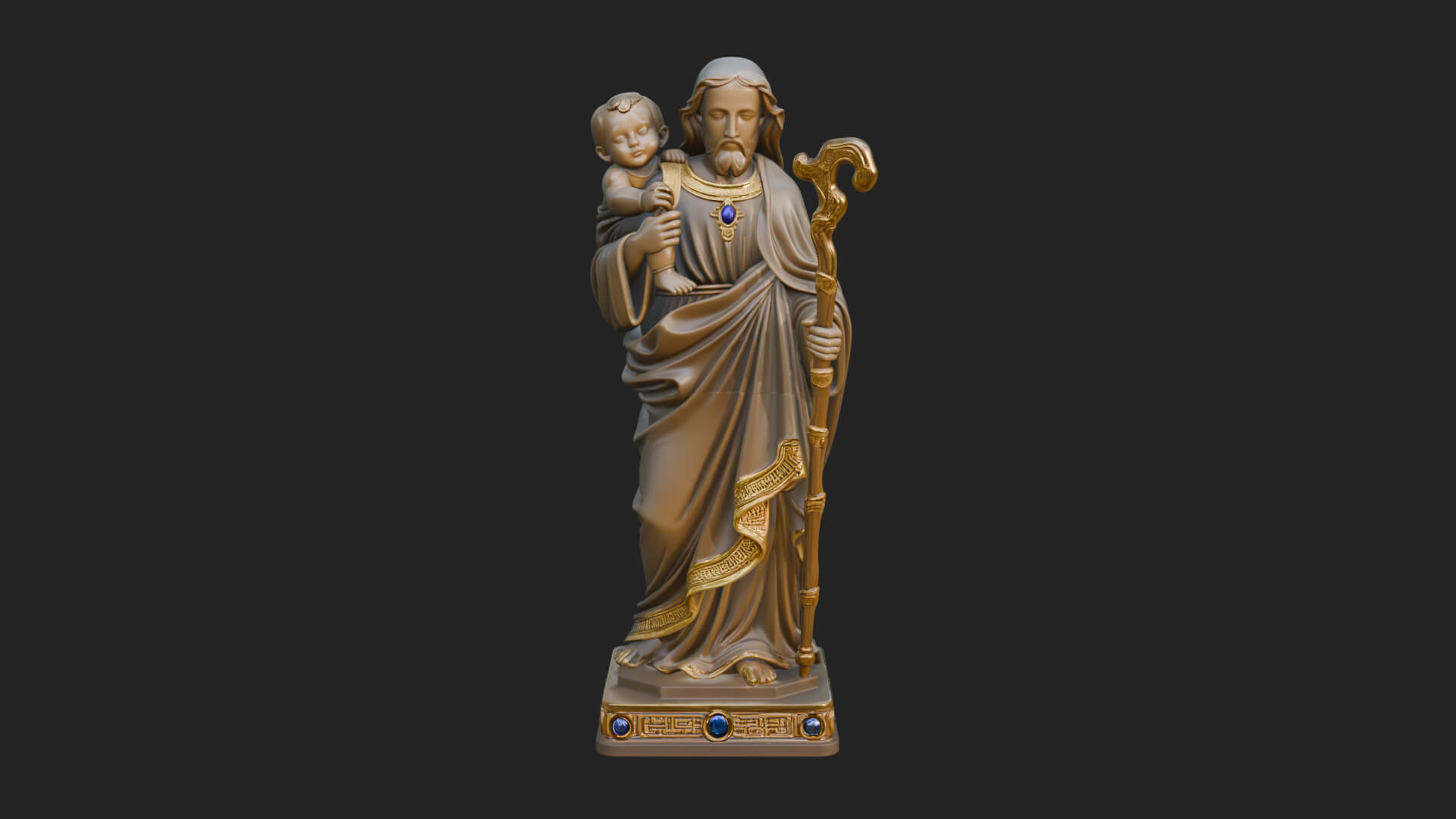 Saint Joseph with Child Statue Design 3 3D Print Model 3D Model