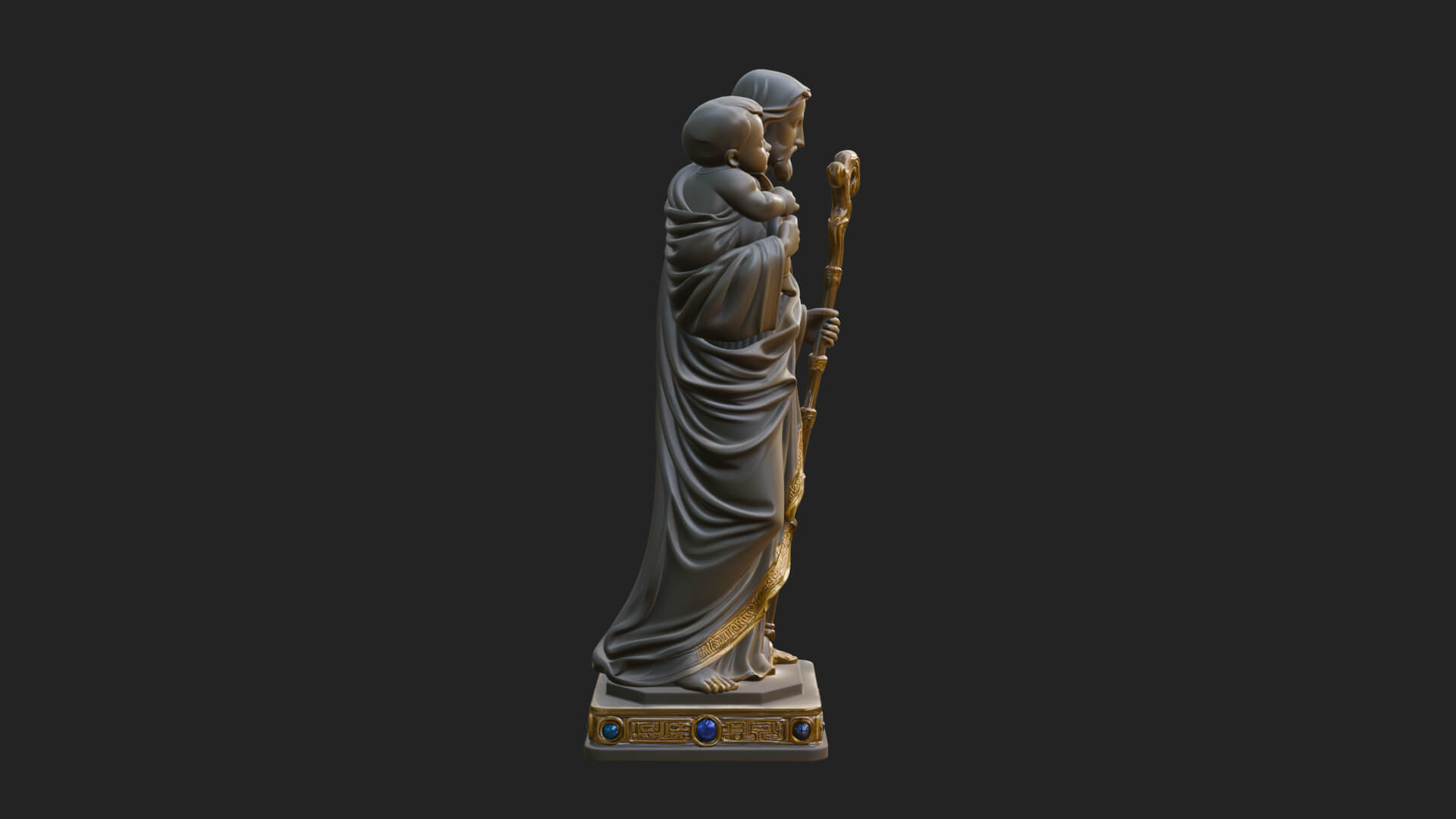 Saint Joseph with Child Statue Design 3 3D Print Model 3D Model