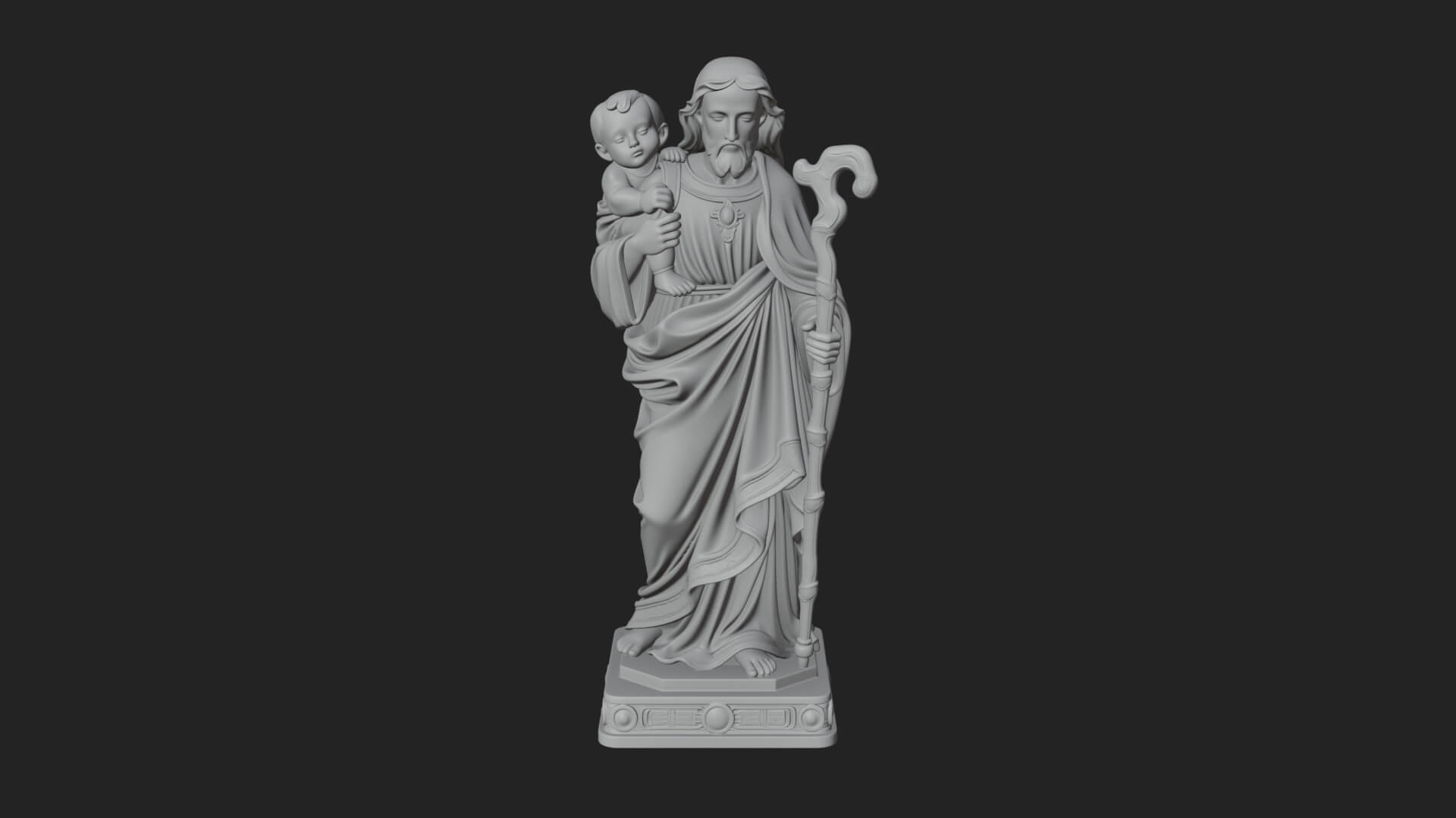 Saint Joseph with Child Statue Design 3 3D Print Model 3D Model