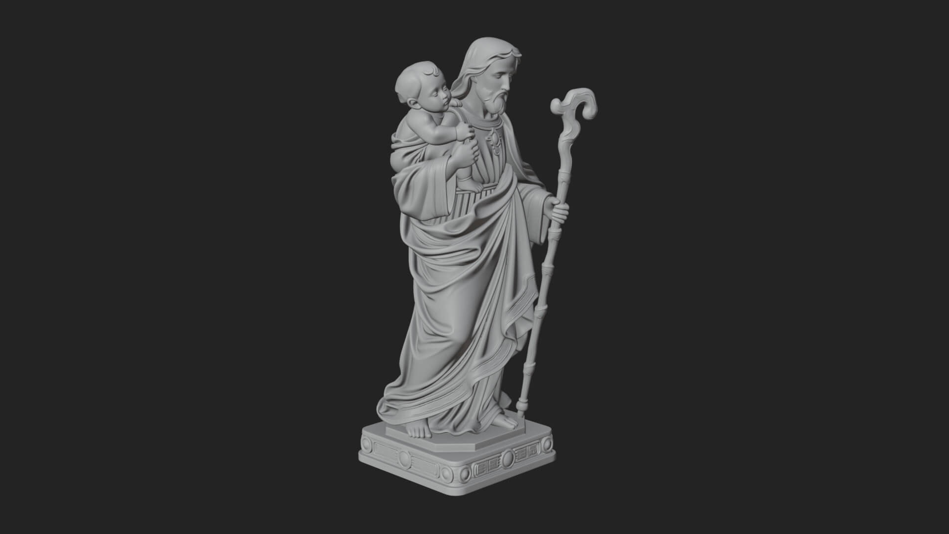 Saint Joseph with Child Statue Design 3 3D Print Model 3D Model