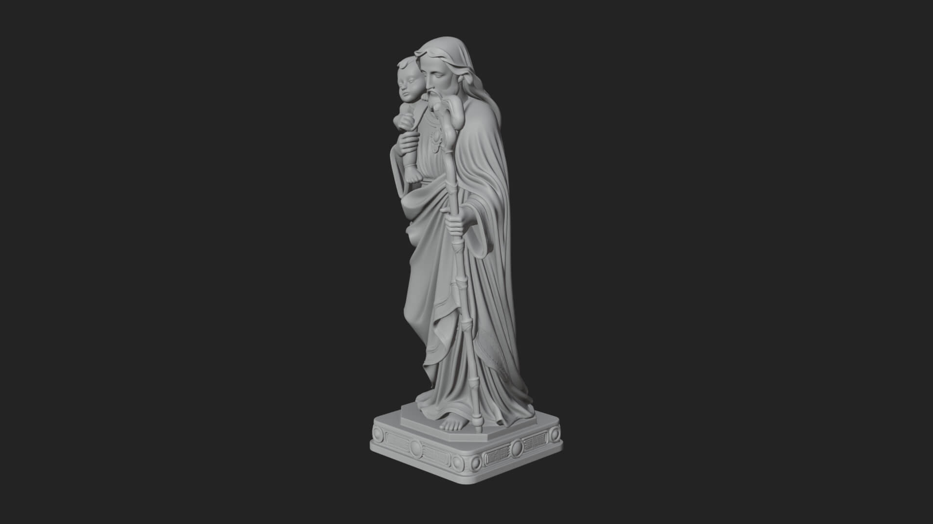 Saint Joseph with Child Statue Design 3 3D Print Model 3D Model