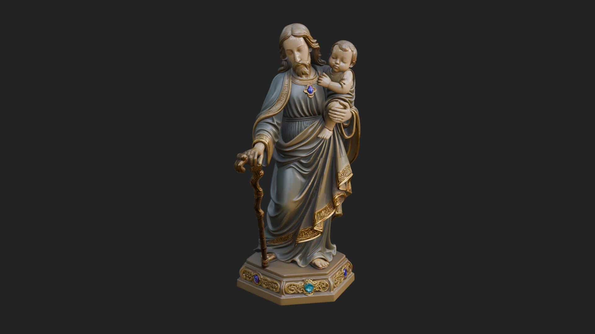 Saint Joseph with Child Statue Design 4 3D Print Model 3D Model