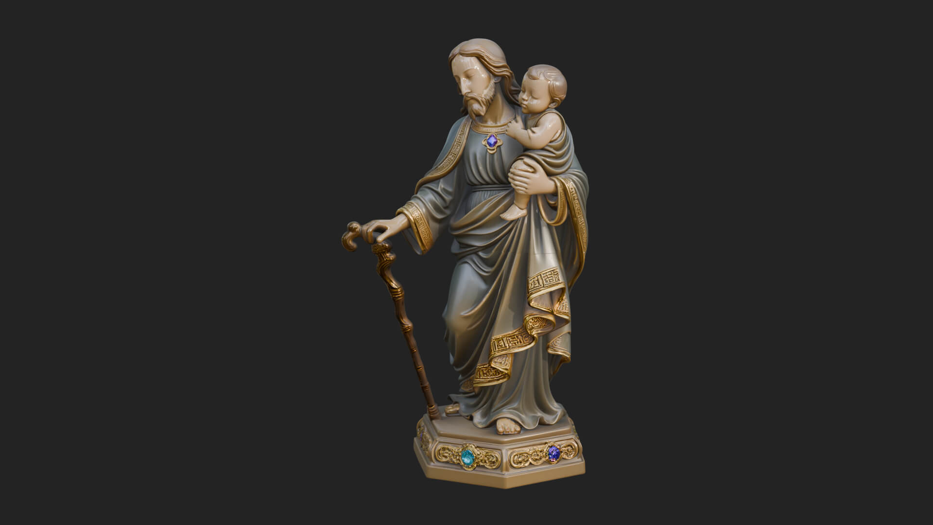 Saint Joseph with Child Statue Design 4 3D Print Model 3D Model