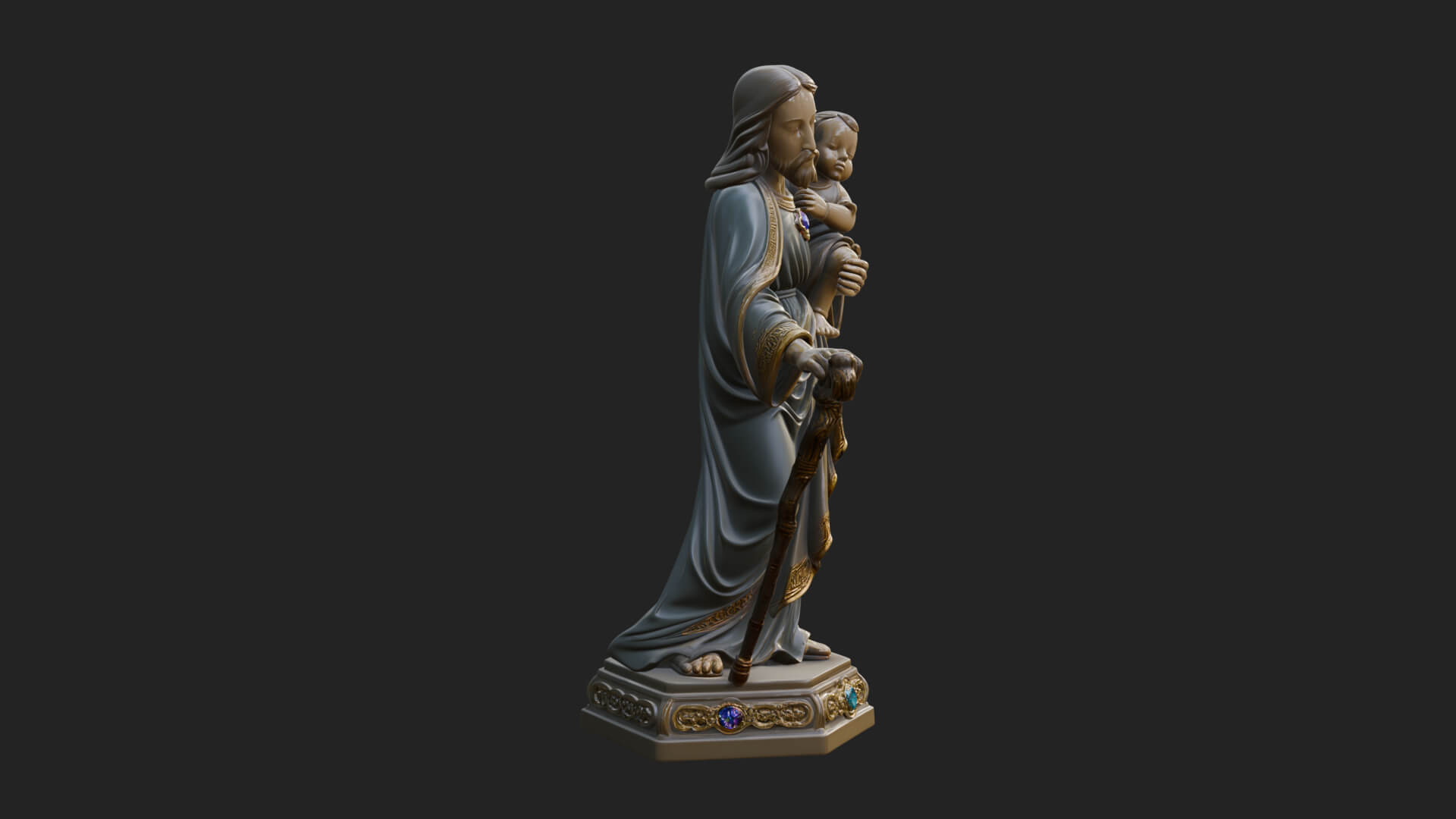 Saint Joseph with Child Statue Design 4 3D Print Model 3D Model
