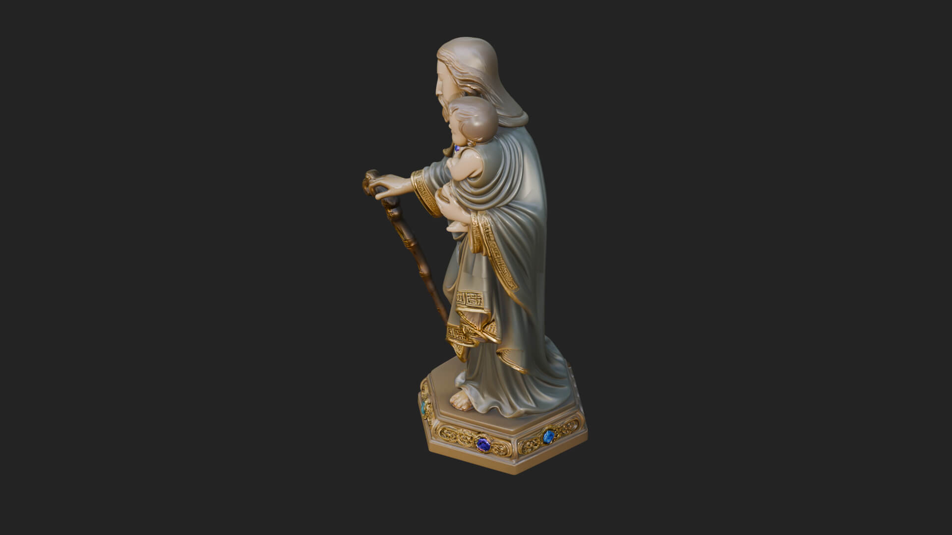 Saint Joseph with Child Statue Design 4 3D Print Model 3D Model