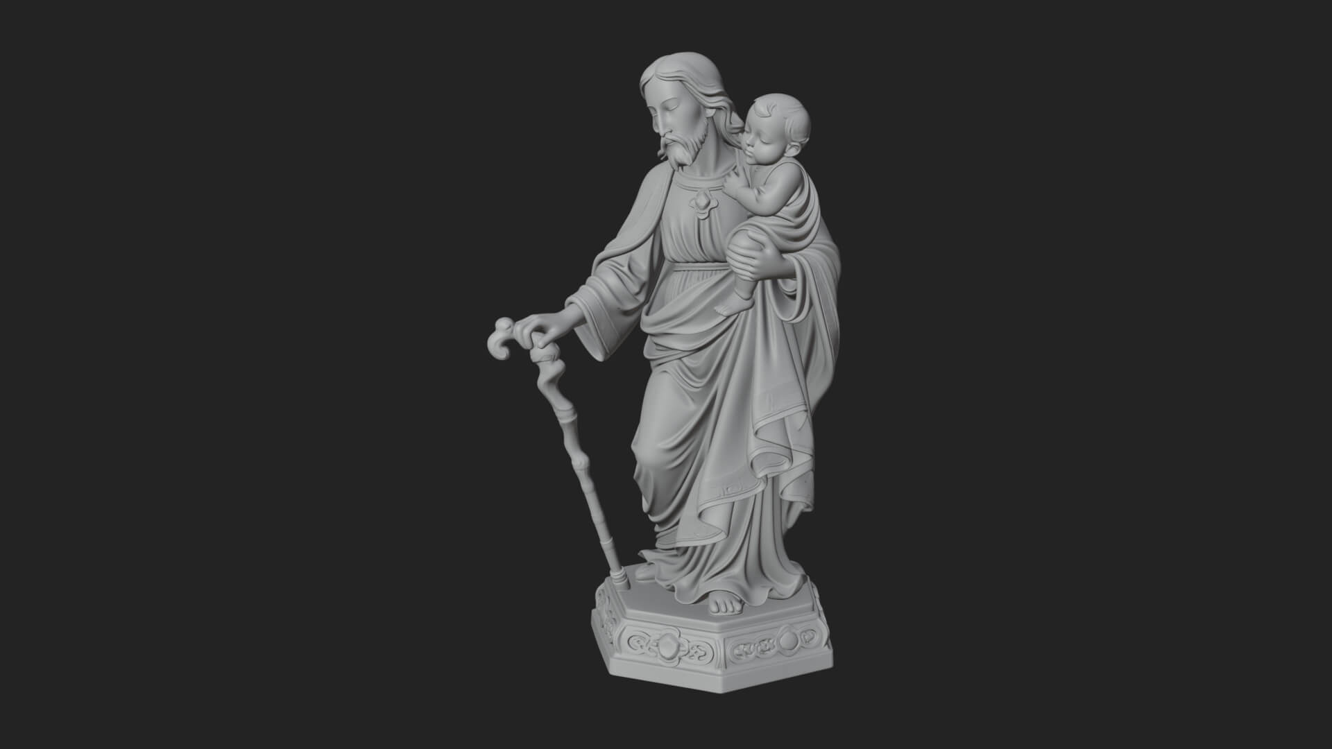 Saint Joseph with Child Statue Design 4 3D Print Model 3D Model