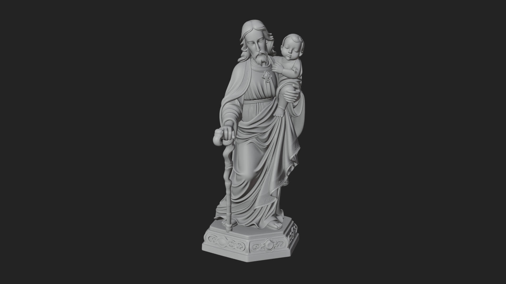 Saint Joseph with Child Statue Design 4 3D Print Model 3D Model