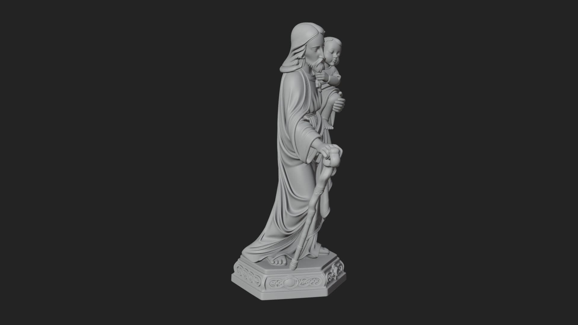 Saint Joseph with Child Statue Design 4 3D Print Model 3D Model