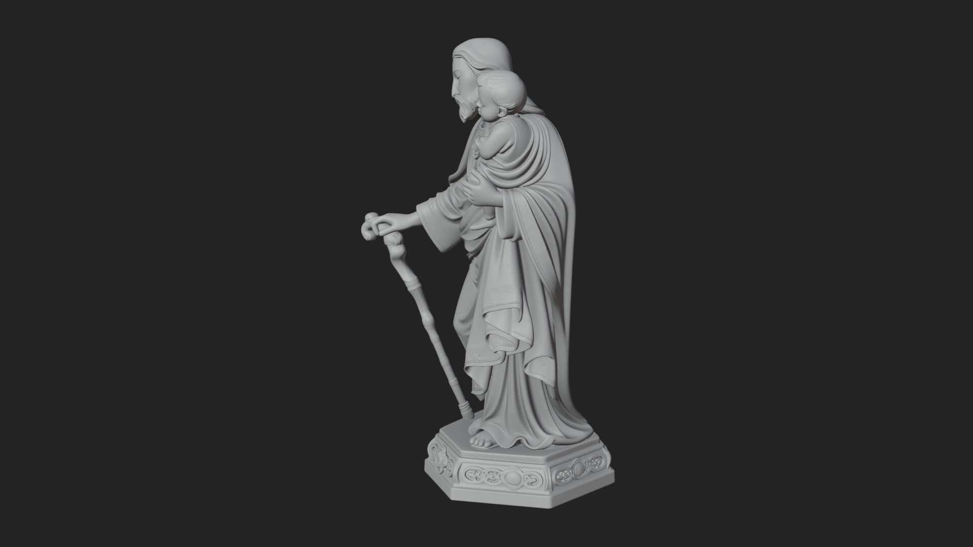 Saint Joseph with Child Statue Design 4 3D Print Model 3D Model
