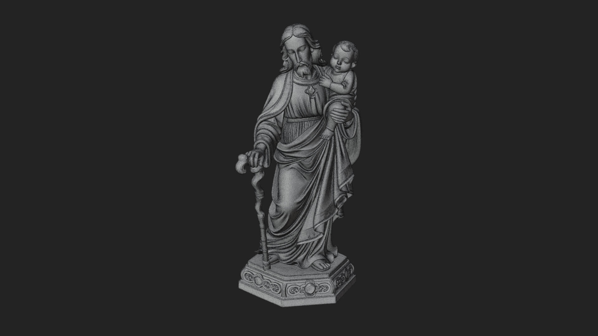 Saint Joseph with Child Statue Design 4 3D Print Model 3D Model
