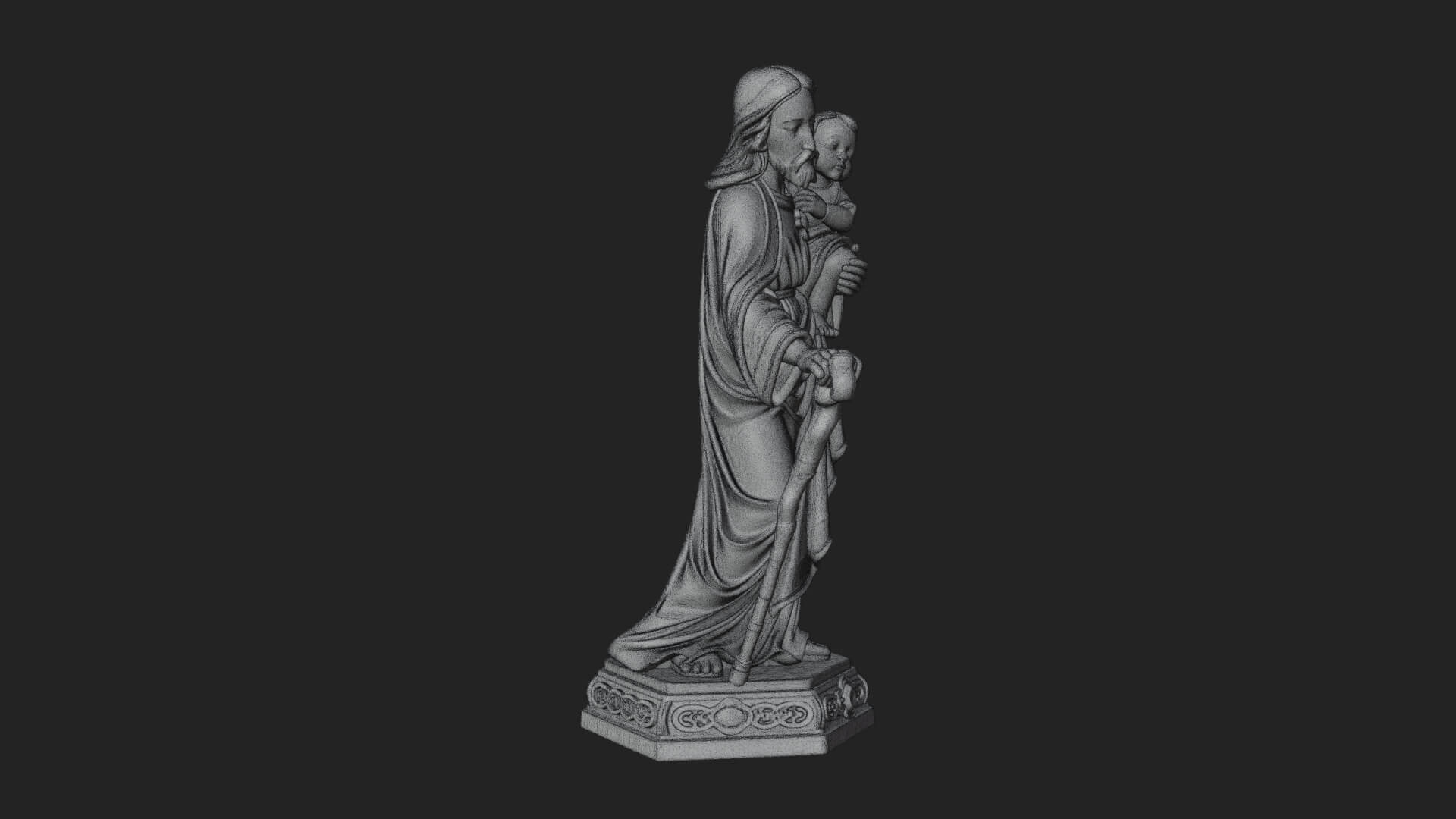 Saint Joseph with Child Statue Design 4 3D Print Model 3D Model