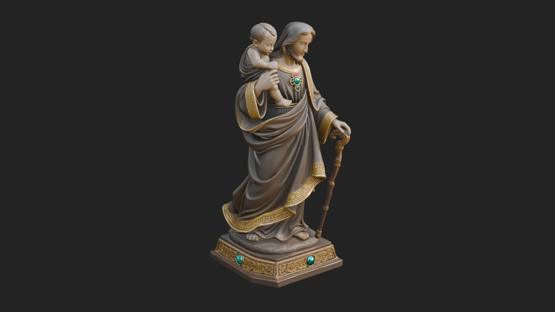 Saint Joseph with Child Statue Design 5 3D Print Model 3D Model