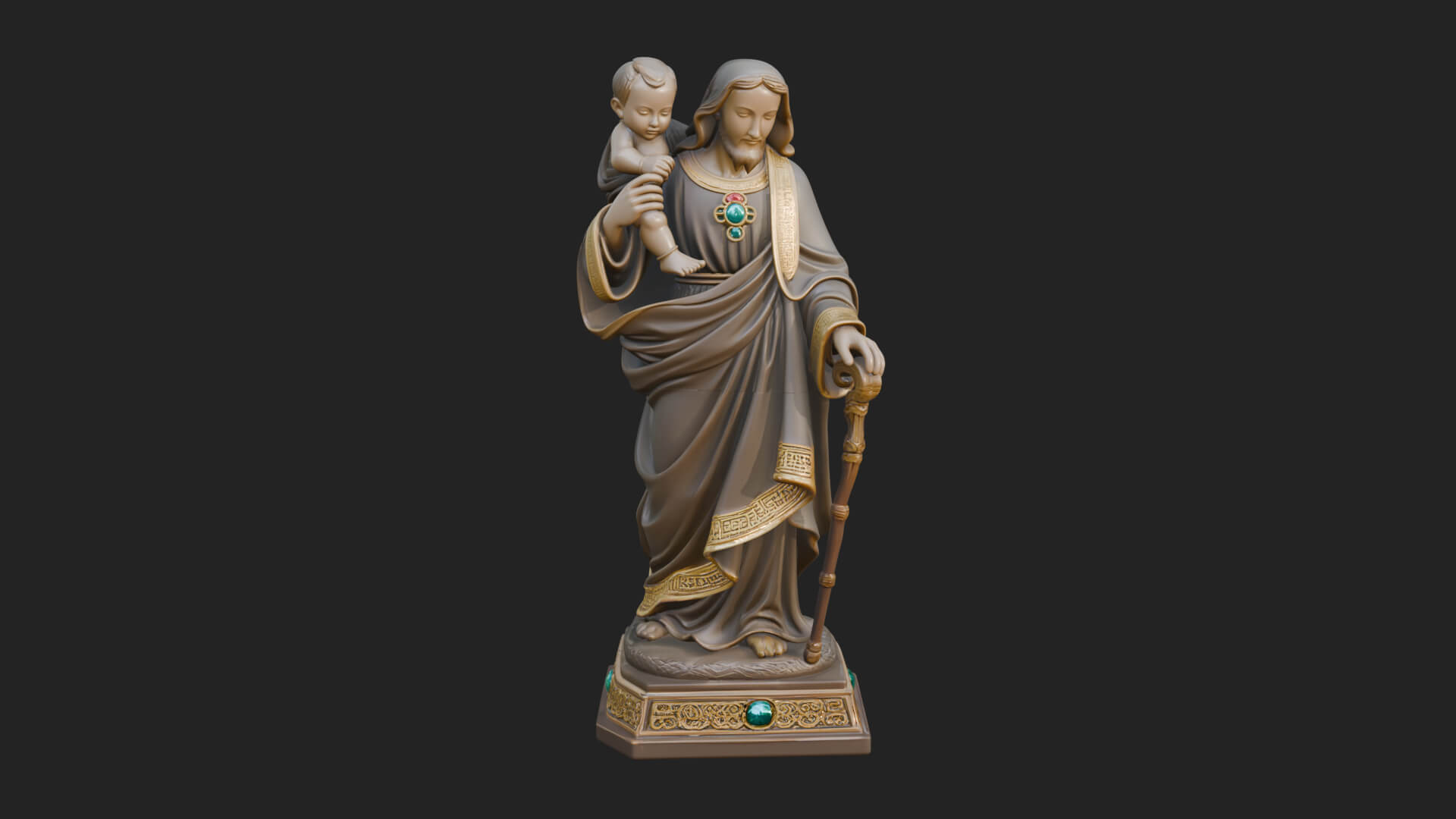 Saint Joseph with Child Statue Design 5 3D Print Model 3D Model
