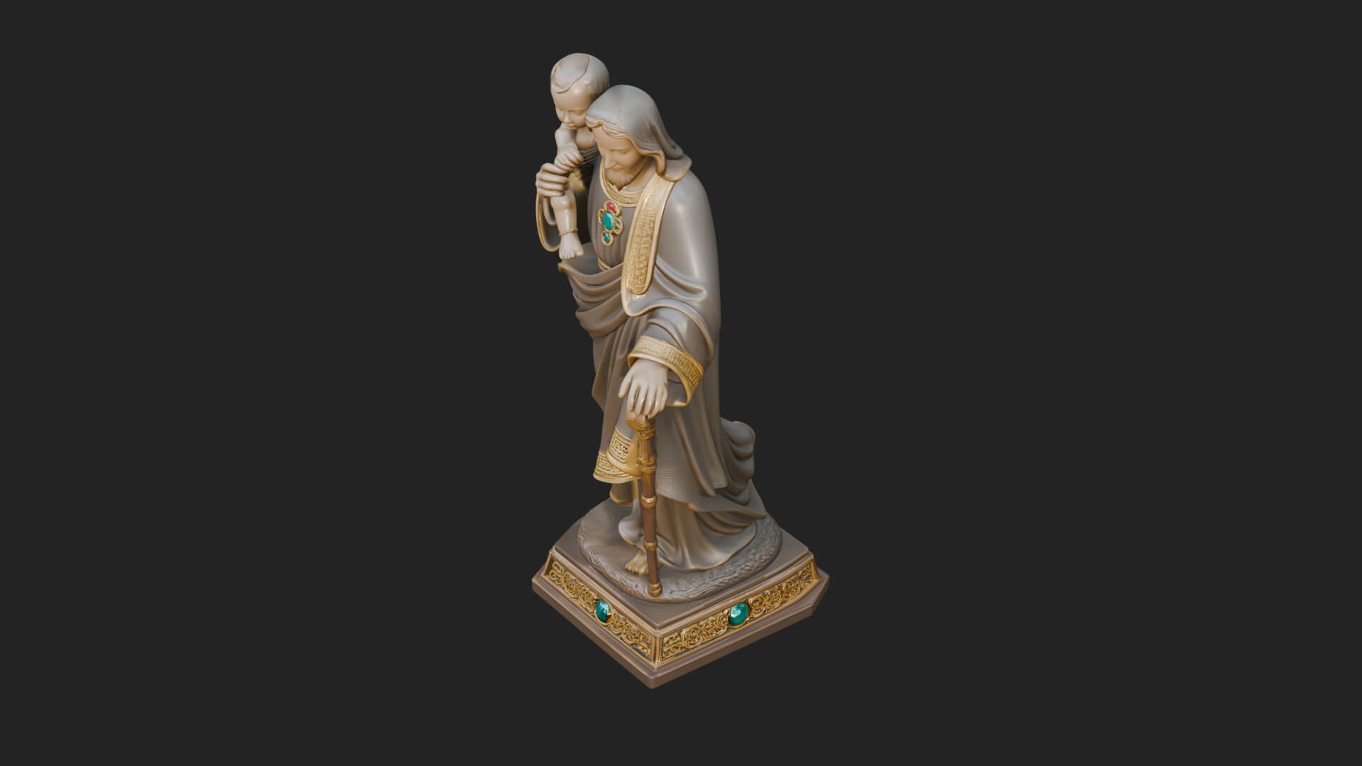 Saint Joseph with Child Statue Design 5 3D Print Model 3D Model