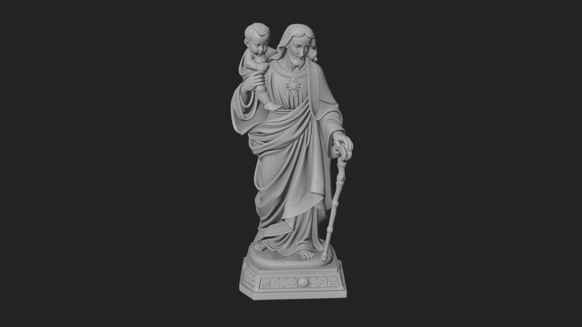 Saint Joseph with Child Statue Design 5 3D Print Model 3D Model