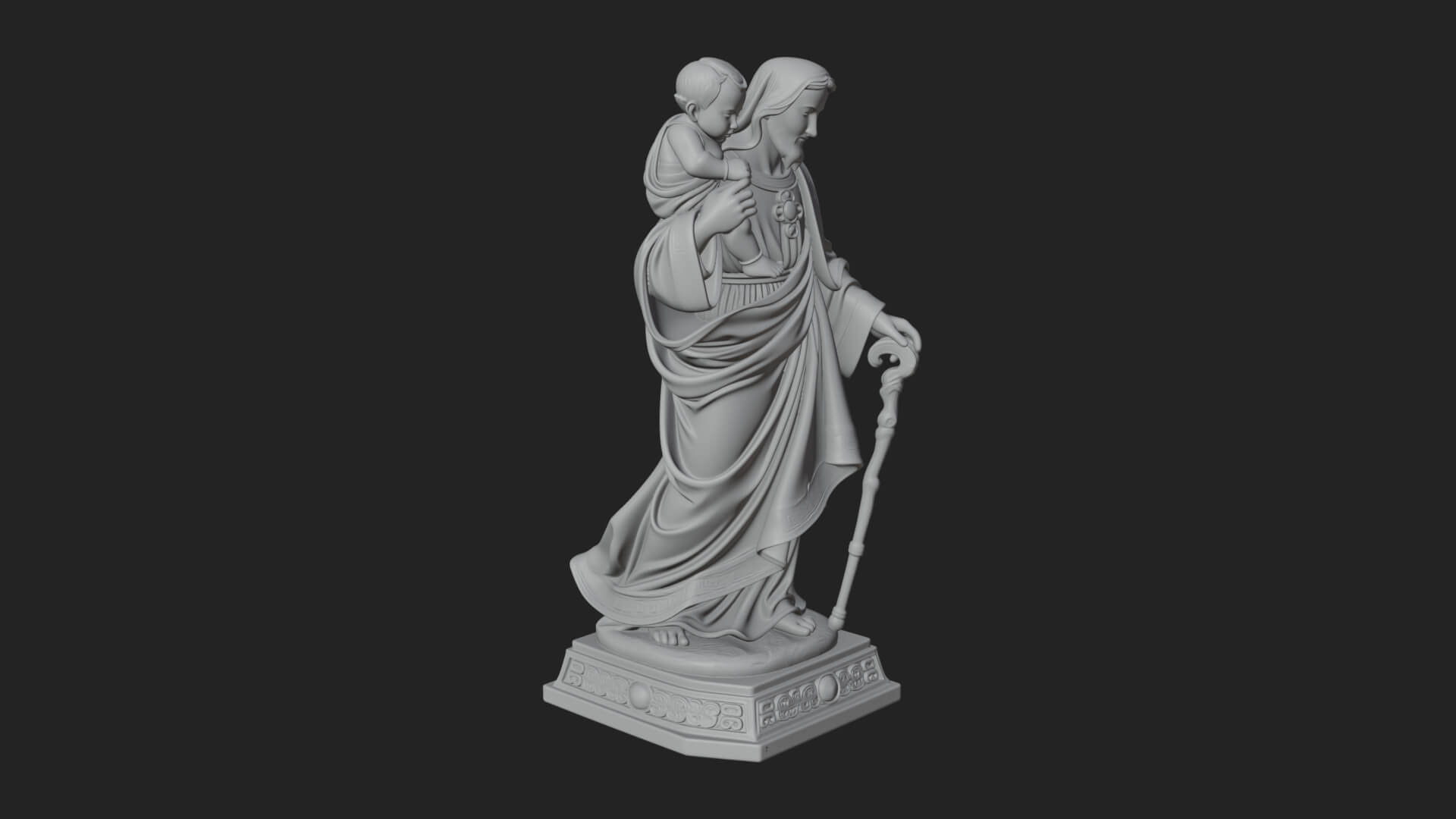 Saint Joseph with Child Statue Design 5 3D Print Model 3D Model