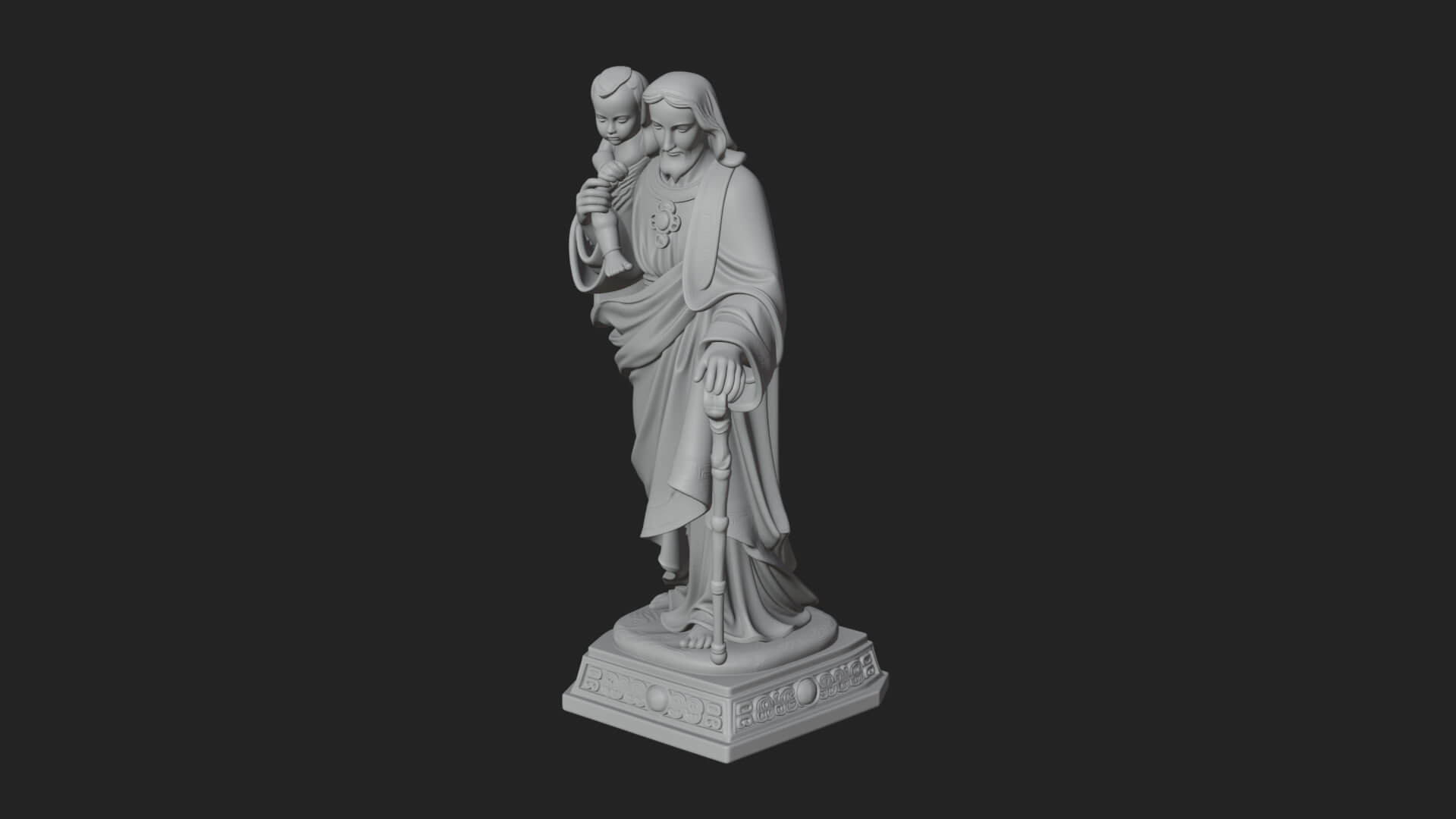 Saint Joseph with Child Statue Design 5 3D Print Model 3D Model