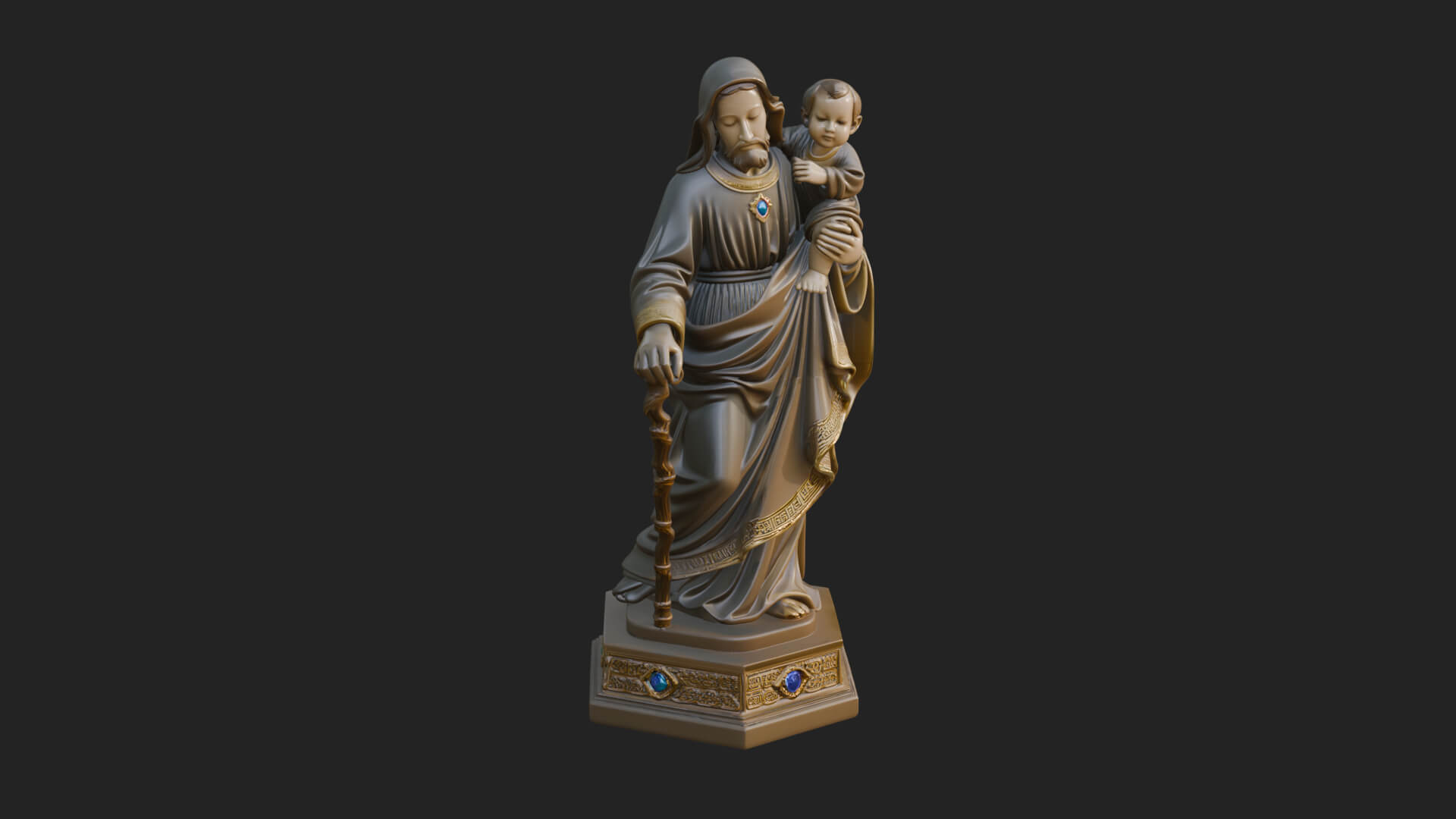 Saint Joseph With Child Statue Design 6 3D Print Model 3D Model