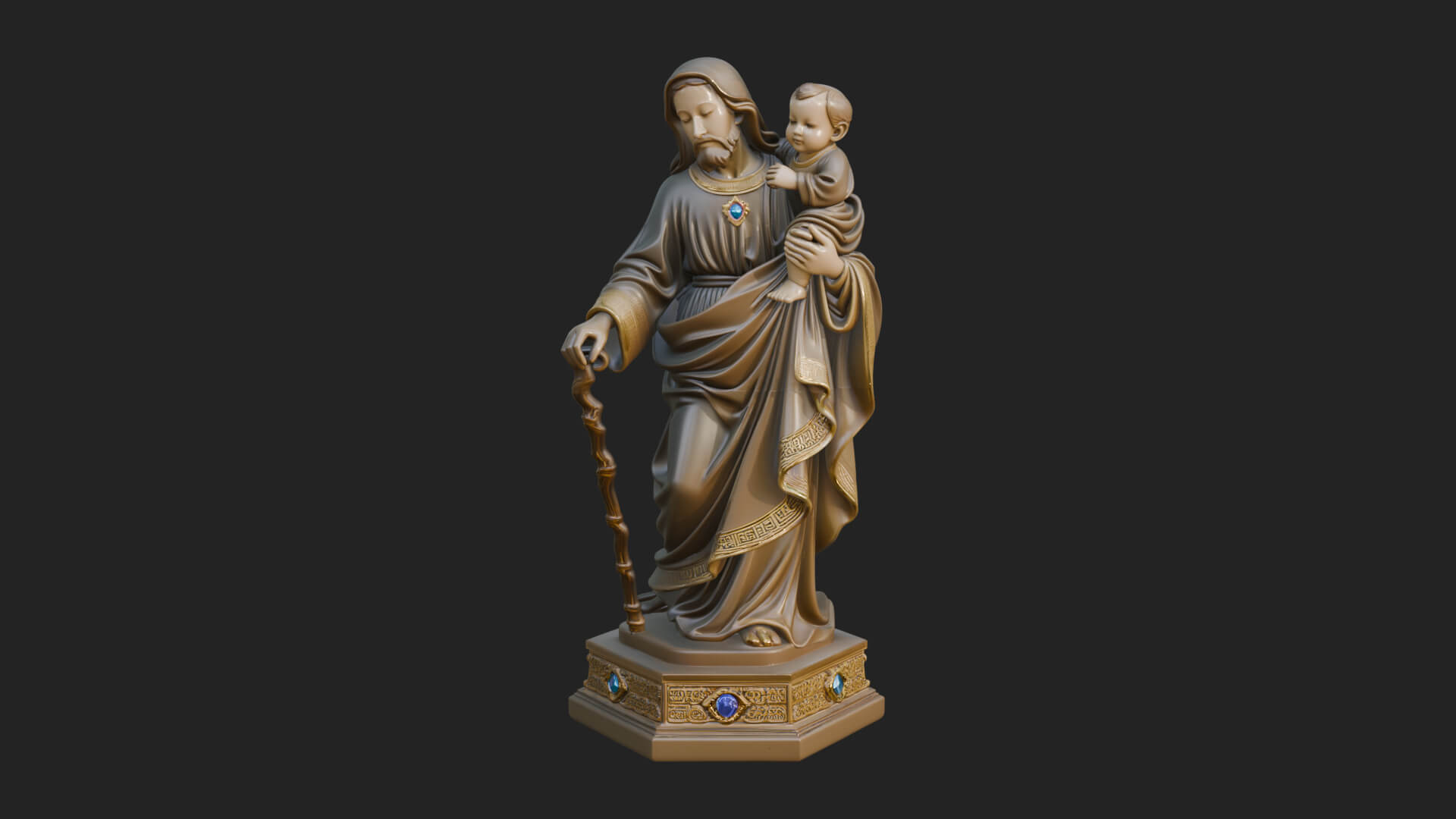 Saint Joseph With Child Statue Design 6 3D Print Model 3D Model