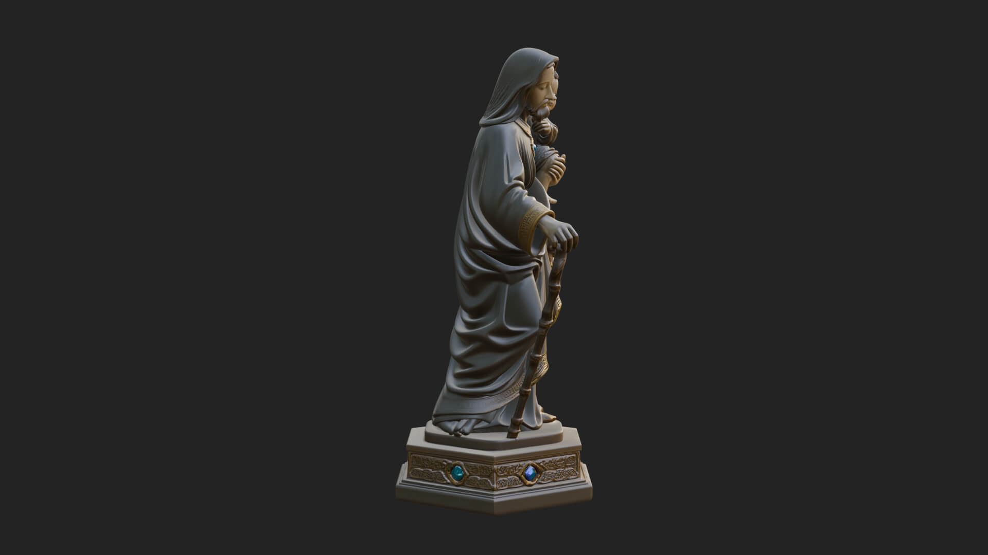 Saint Joseph With Child Statue Design 6 3D Print Model 3D Model