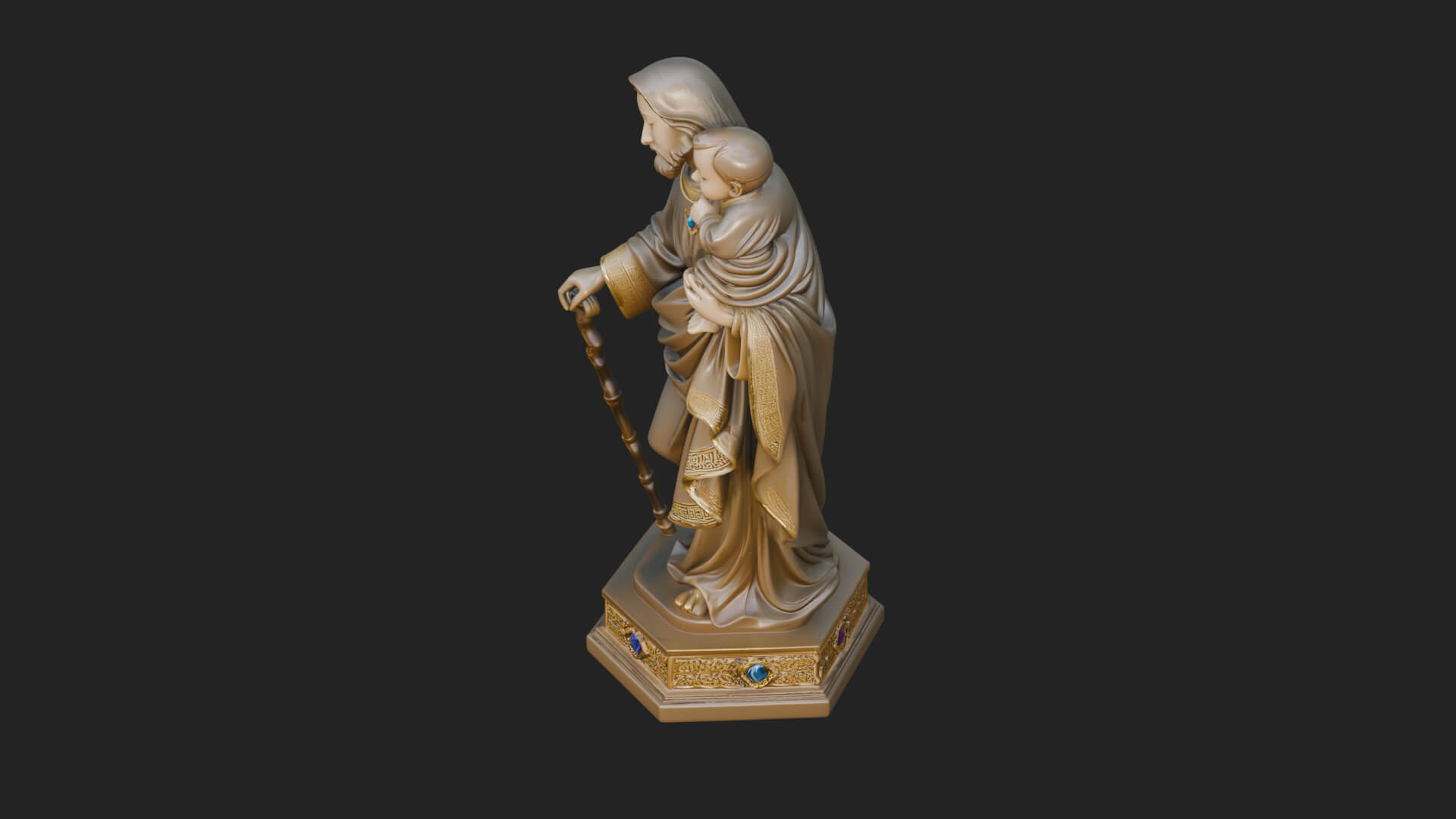 Saint Joseph With Child Statue Design 6 3D Print Model 3D Model