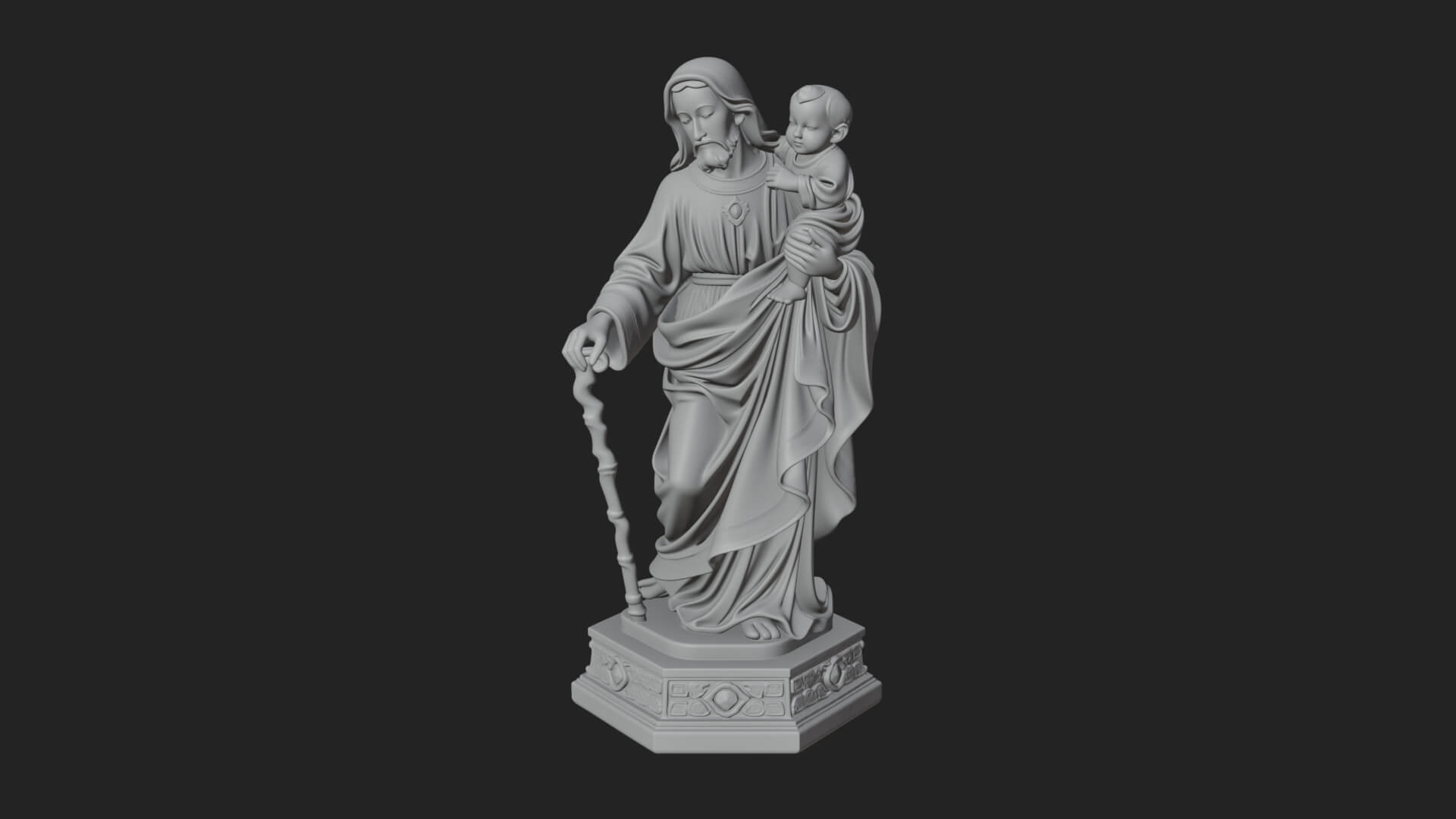 Saint Joseph With Child Statue Design 6 3D Print Model 3D Model