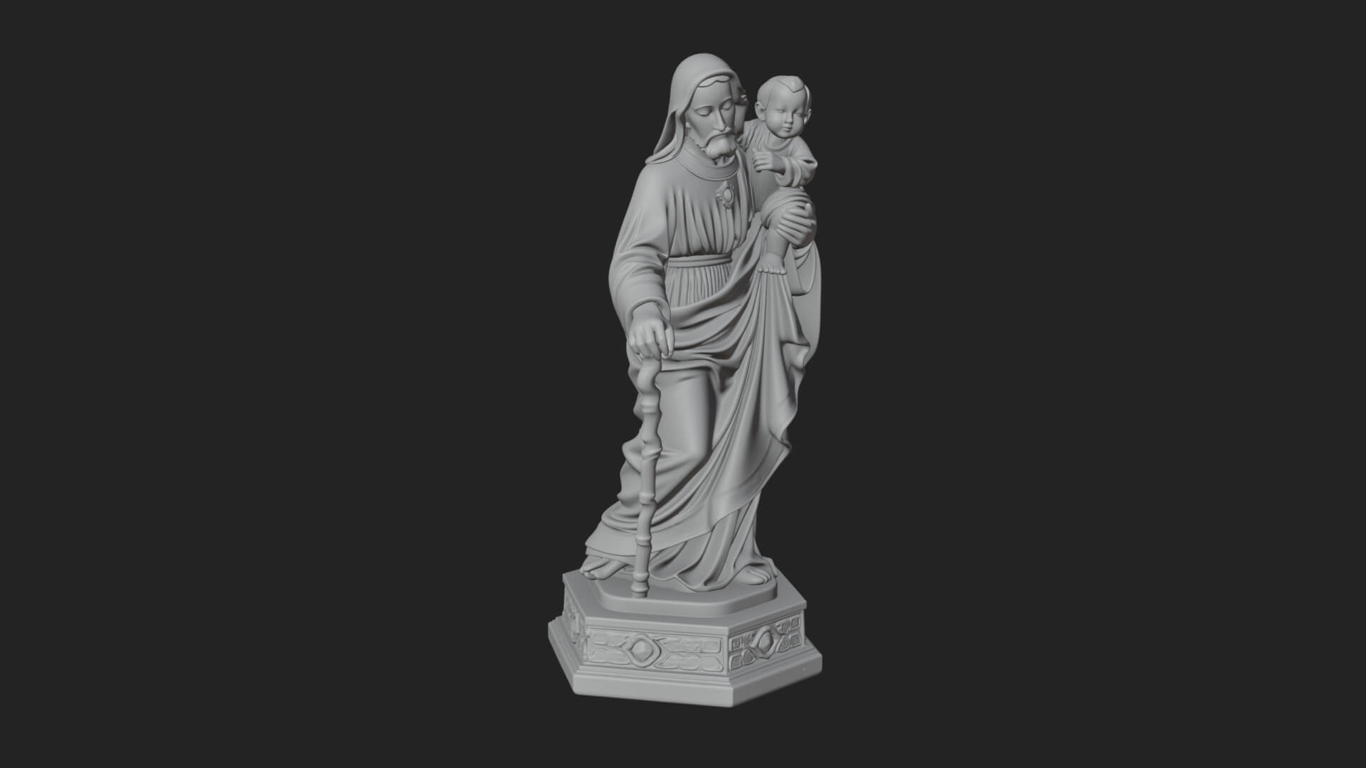 Saint Joseph With Child Statue Design 6 3D Print Model 3D Model