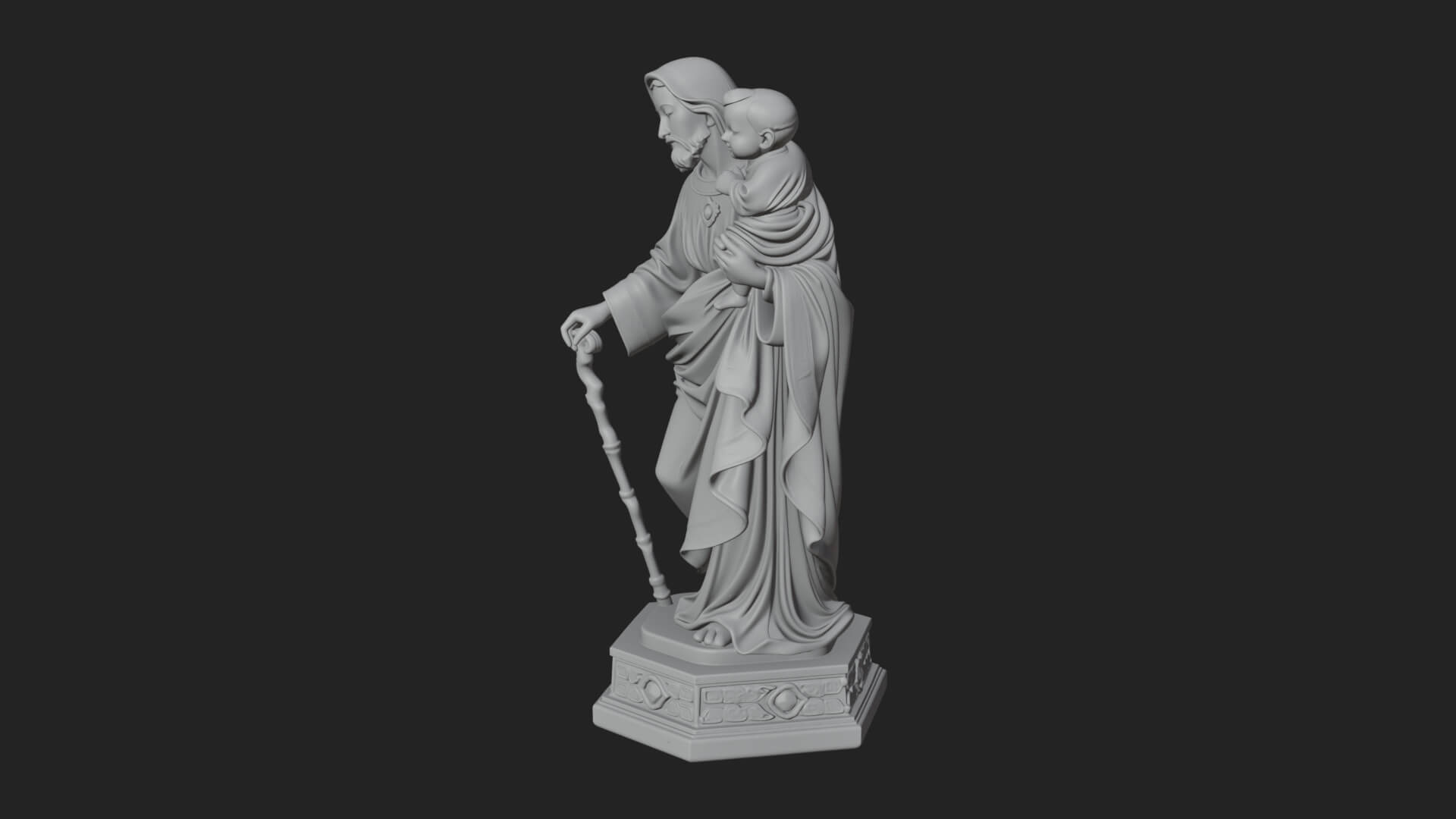Saint Joseph With Child Statue Design 6 3D Print Model 3D Model