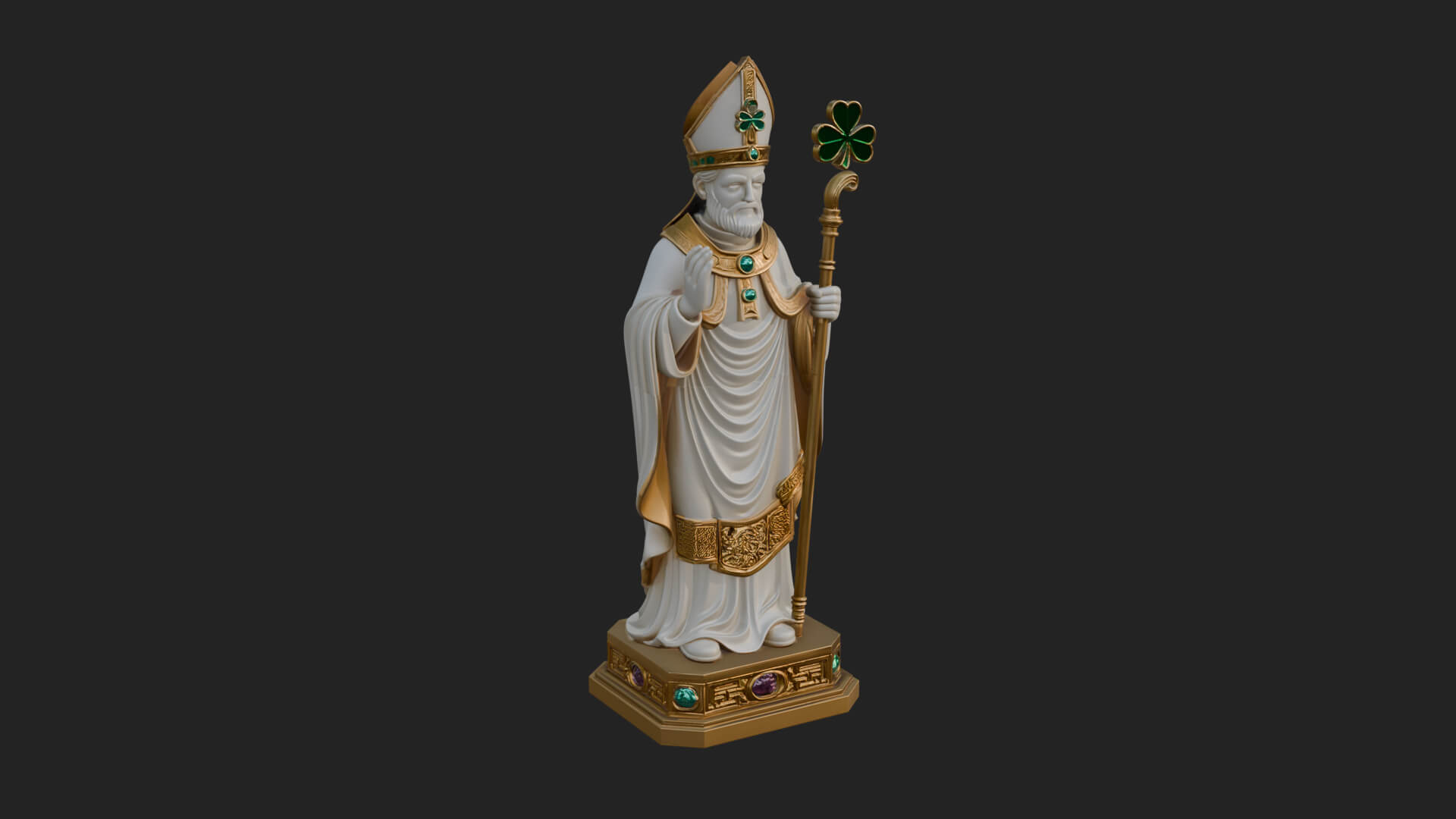 Saint Patrick Bishop Statue Design 1 3D Print Model 3D Model