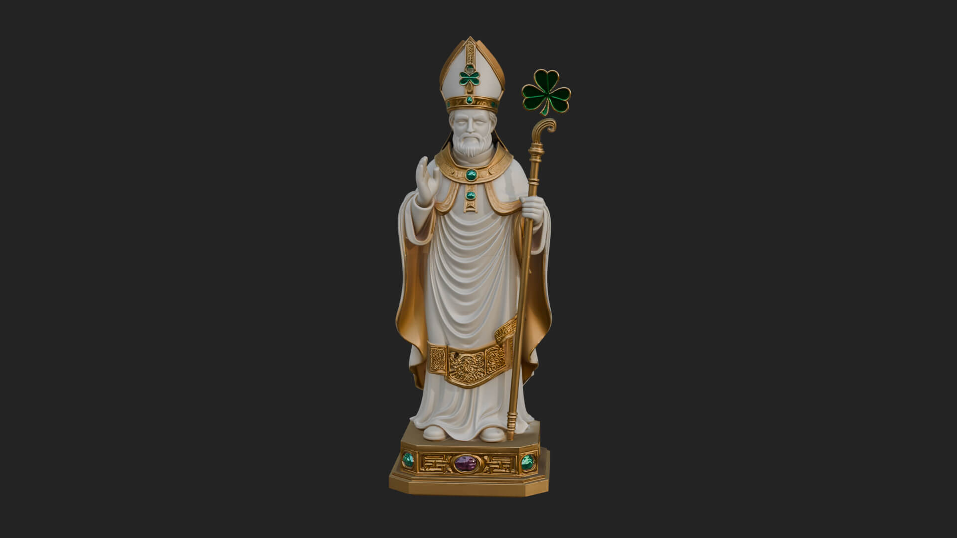 Saint Patrick Bishop Statue Design 1 3D Print Model 3D Model