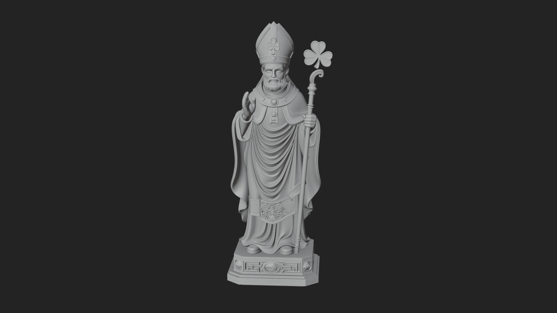 Saint Patrick Bishop Statue Design 1 3D Print Model 3D Model