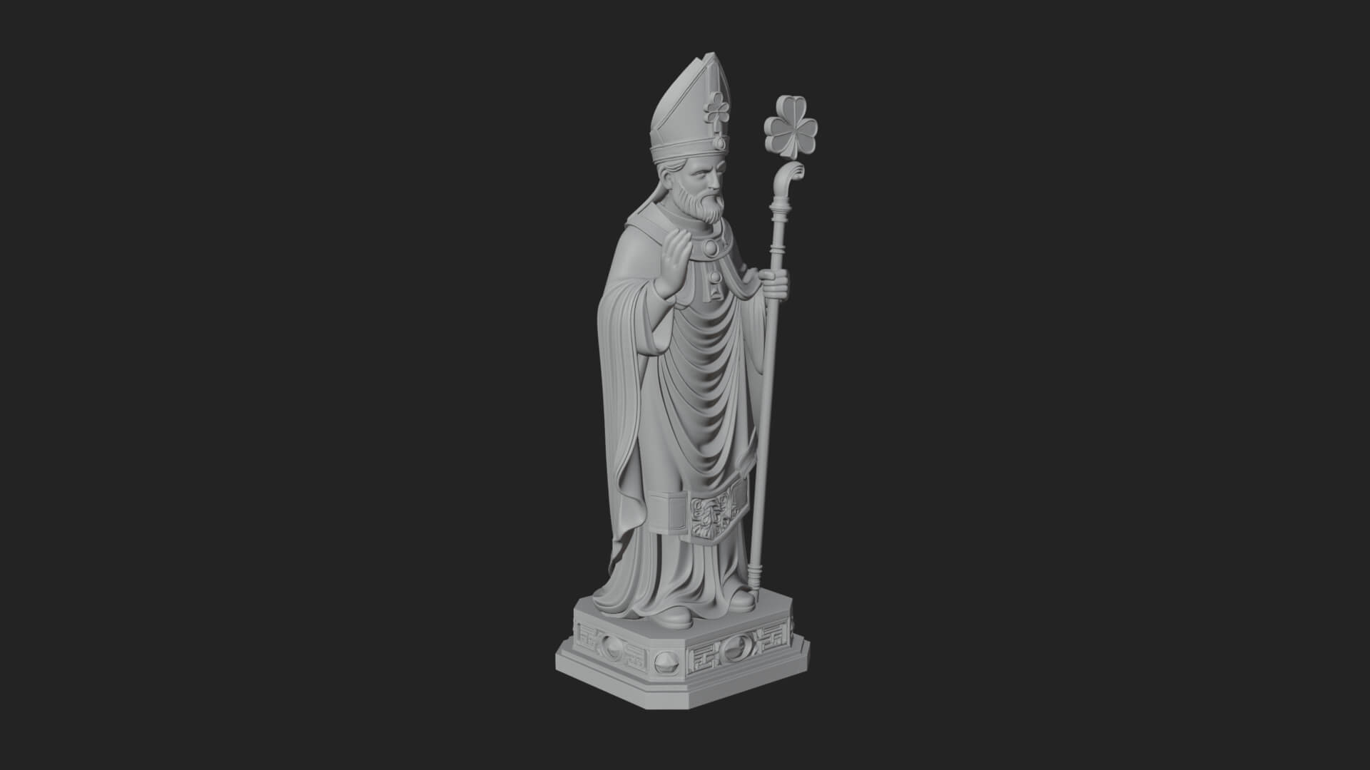 Saint Patrick Bishop Statue Design 1 3D Print Model 3D Model