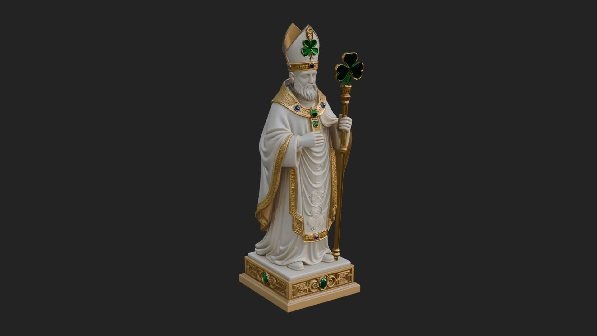 Saint Patrick Bishop Statue Design 2 3D Print Model 3D Model