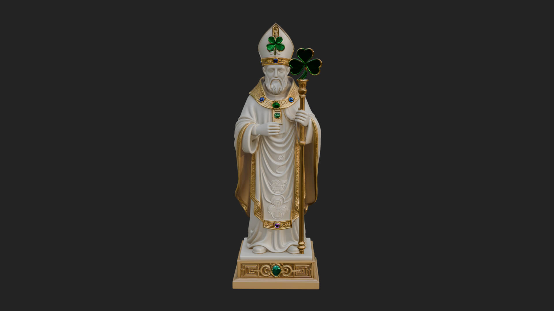 Saint Patrick Bishop Statue Design 2 3D Print Model 3D Model