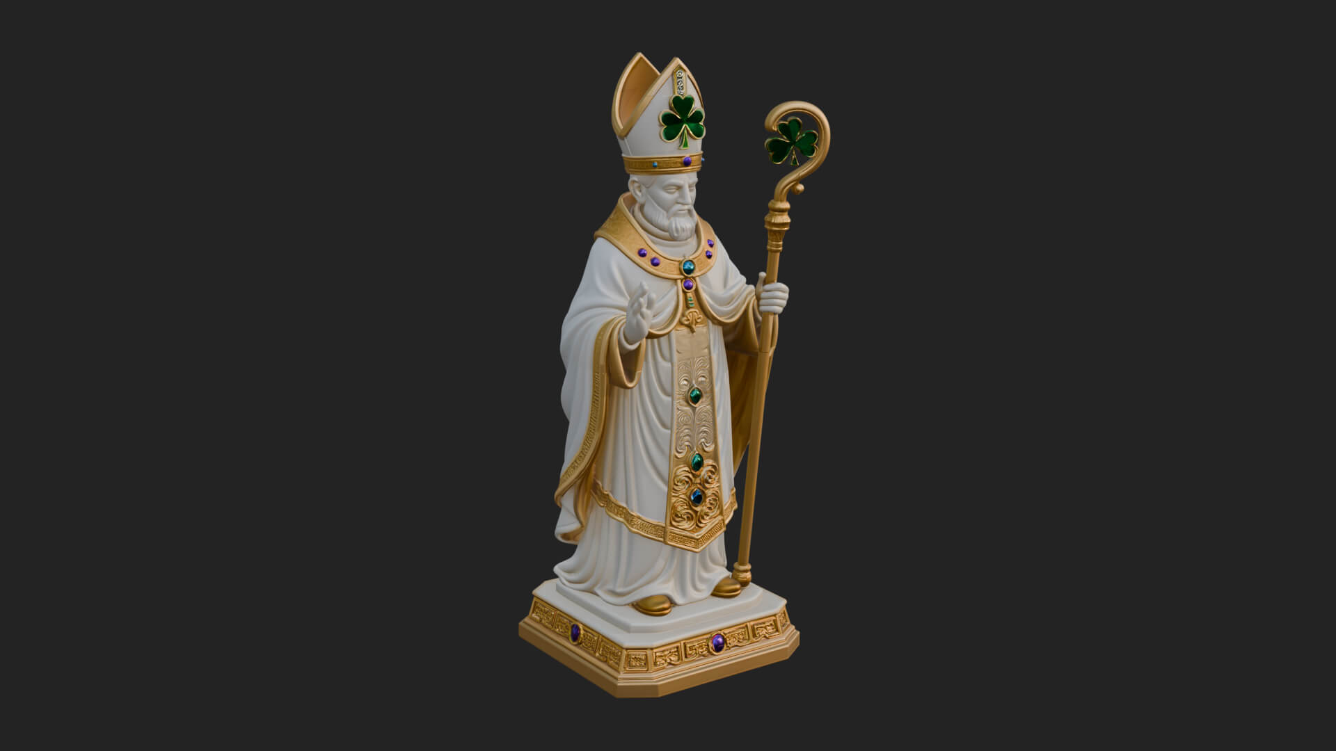 Saint Patrick Bishop Statue Design 3 3D Print Model 3D Model