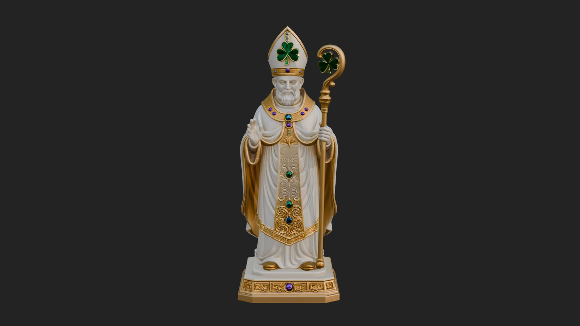 Saint Patrick Bishop Statue Design 3 3D Print Model 3D Model
