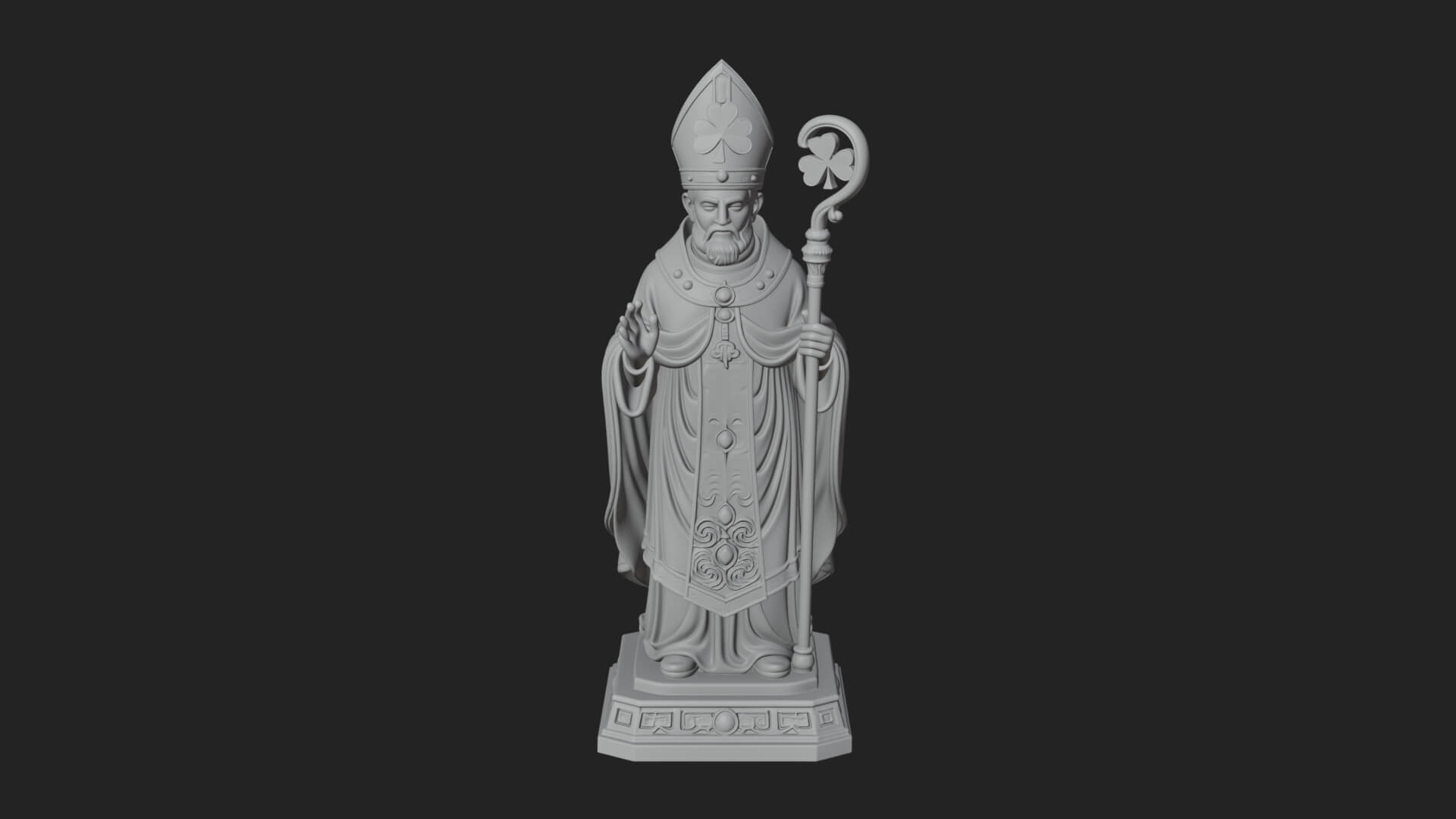 Saint Patrick Bishop Statue Design 3 3D Print Model 3D Model