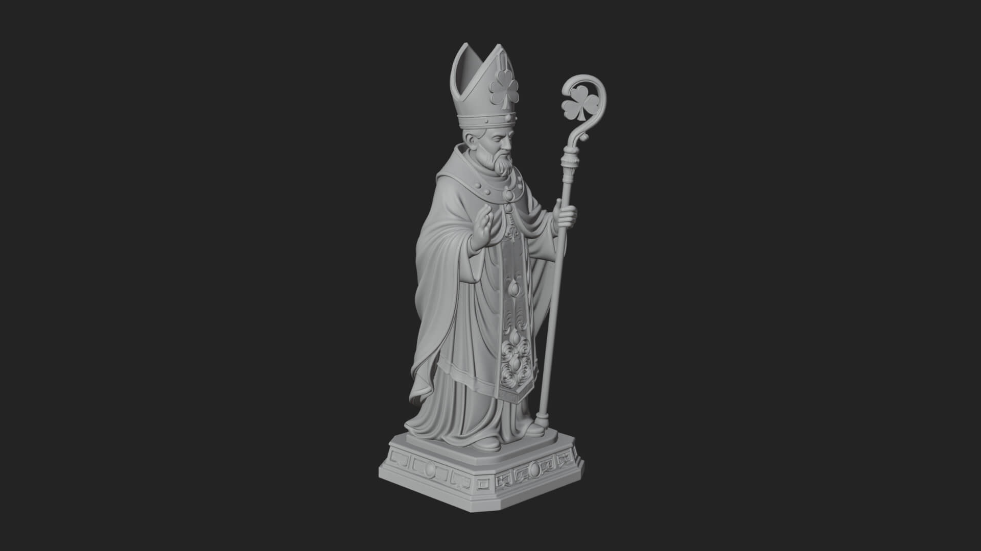 Saint Patrick Bishop Statue Design 3 3D Print Model 3D Model