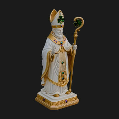 Saint Patrick Bishop Statue Design 3 3D Print Model