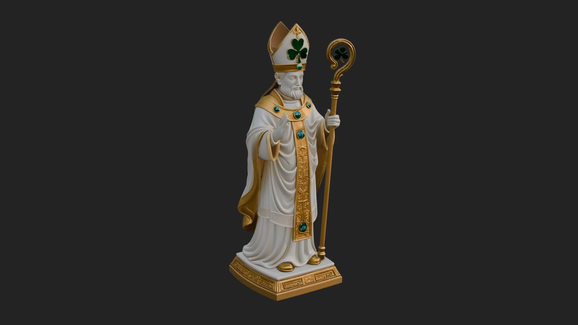 Saint Patrick Bishop Statue Design 4 3D Print Model 3D Model