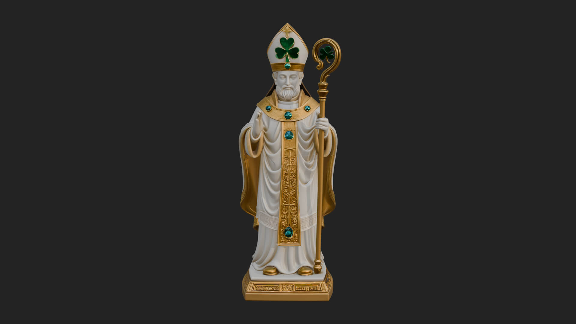 Saint Patrick Bishop Statue Design 4 3D Print Model 3D Model